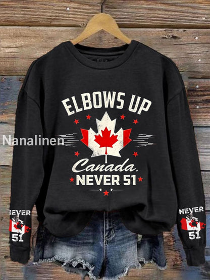 Women’s Canada Elbows Up Never 51 Printed Sweatshirt Black / S
