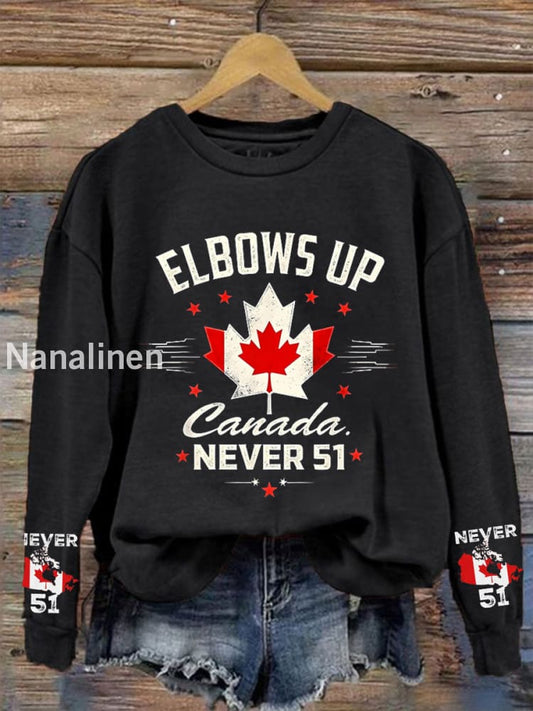 Women’s Canada Elbows Up Never 51 Printed Sweatshirt Black / S