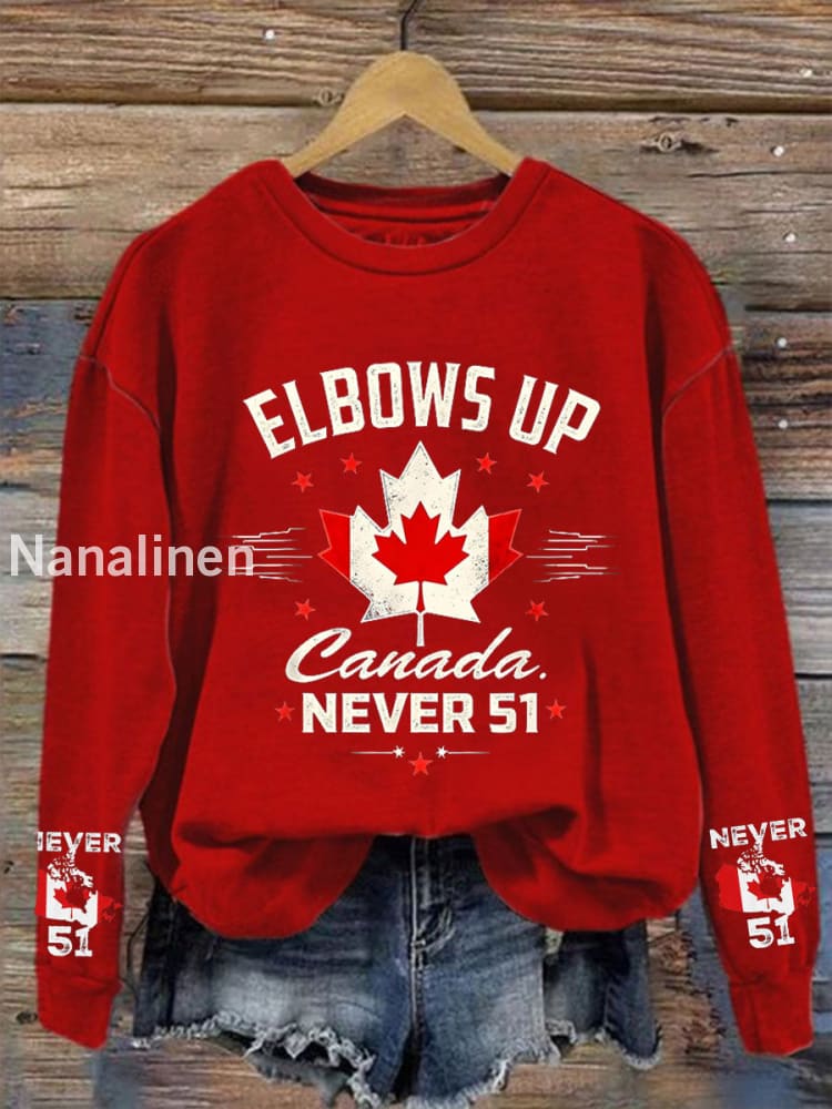 Women’s Canada Elbows Up Never 51 Printed Sweatshirt Red / S