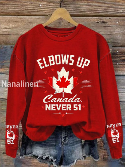 Women’s Canada Elbows Up Never 51 Printed Sweatshirt Red / S