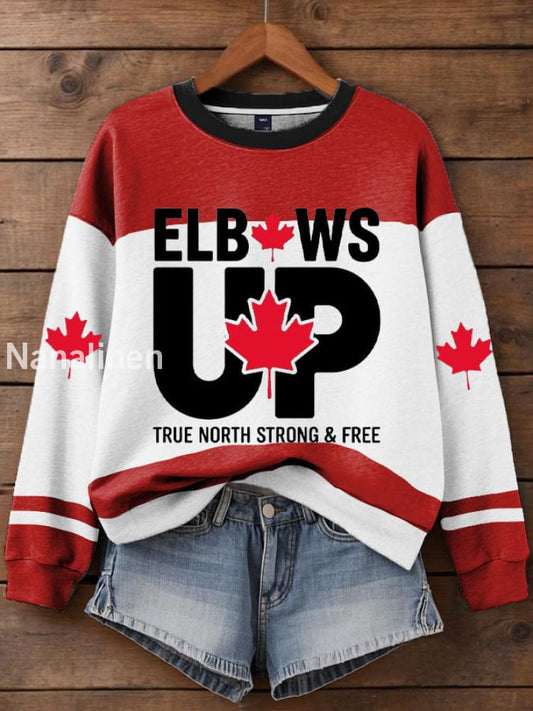 Women’s Canada Elbows Up True North Strong&Free Printed Sweatshirt Red / S