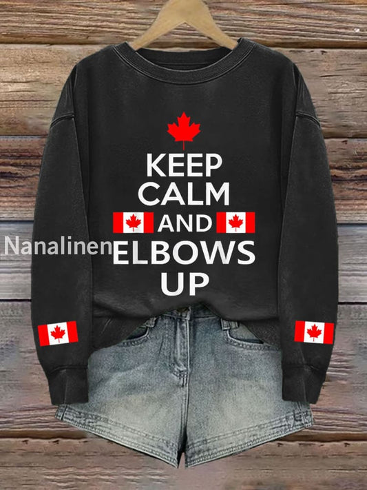 Women’s Canada Keep Calm And Elbows Up Printed Sweatshirt Black / S