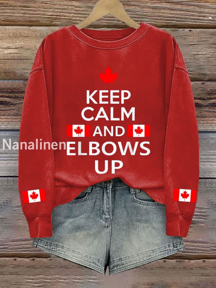 Women’s Canada Keep Calm And Elbows Up Printed Sweatshirt Red / S