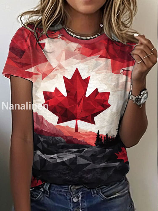 Women’s Canada Maple Leaves Printed T-Shirt As picture / S