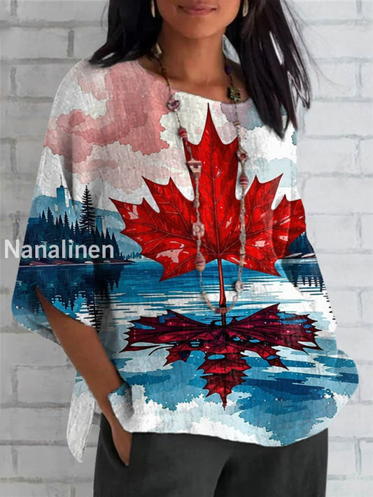 Women’s Canada Maple Print Casual Shirt As picture / S