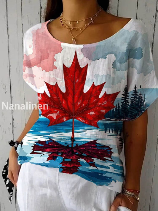 Women’s Canada Maple Print Casual Shirt As picture / S