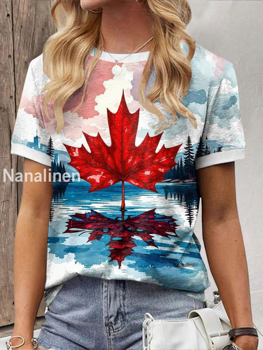 Women’s Canada Maple Print Casual Shirt As picture / S
