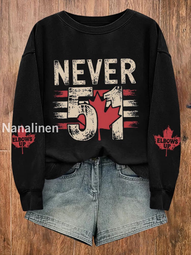 Women’s Canada Never 51 Printed Long Sleeve Sweatshirt Black / S