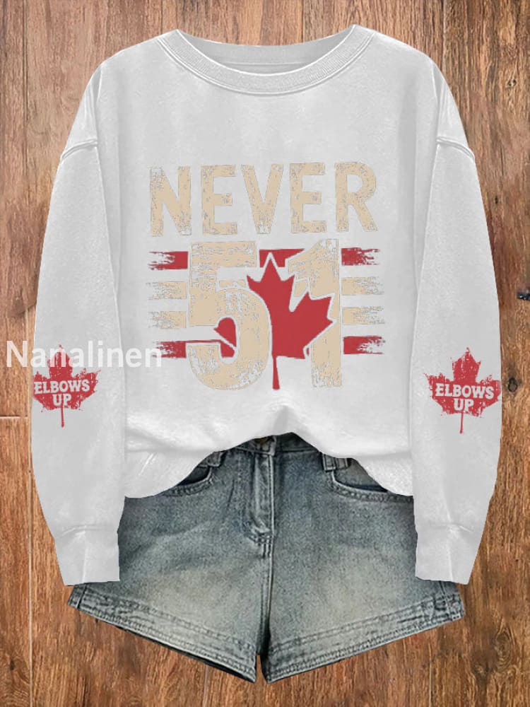 Women’s Canada Never 51 Printed Long Sleeve Sweatshirt White / 4XL