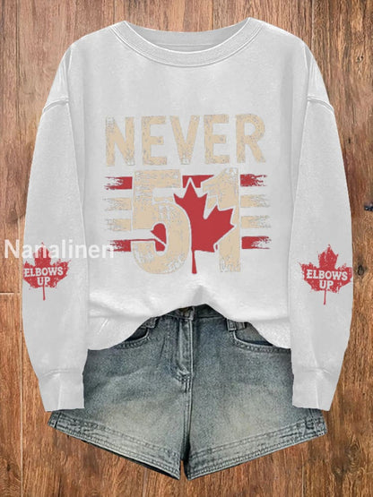 Women’s Canada Never 51 Printed Long Sleeve Sweatshirt White / 4XL