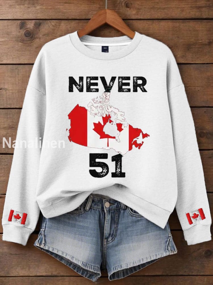 Women’s Canada Never 51 Printed Sweatshirt White / 4XL