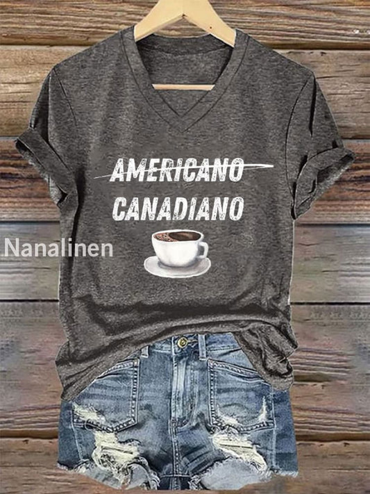 Women’s Canada Printed V-neck T-Shirt Dark Gray / S