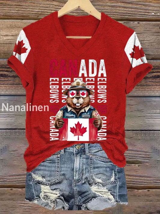 Women’s Canada Printed V-neck T-Shirt Red / S