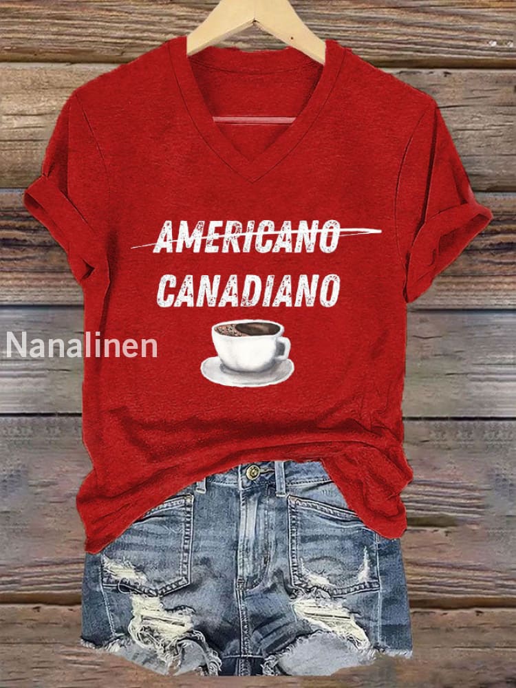 Women’s Canada Printed V-neck T-Shirt Red / S