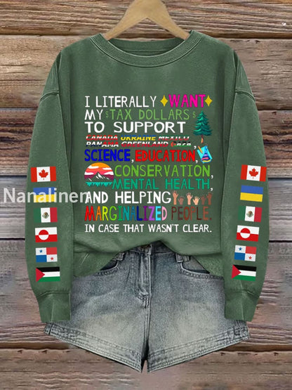 Women’s Canada Tax Dollars For Progress Printed Sweatshirt Green / S