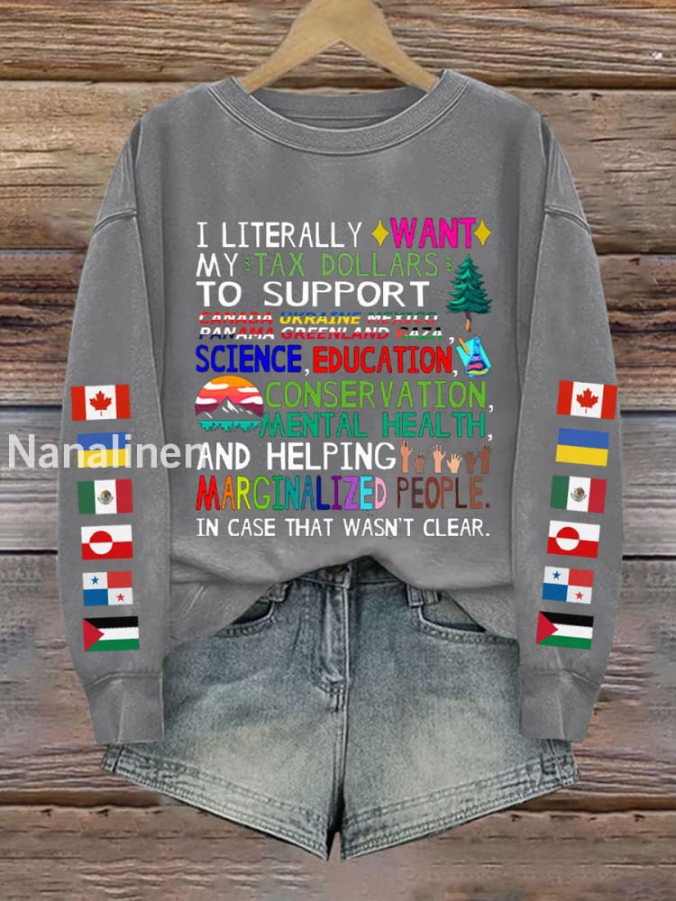 Women’s Canada Tax Dollars For Progress Printed Sweatshirt Light Gray / S