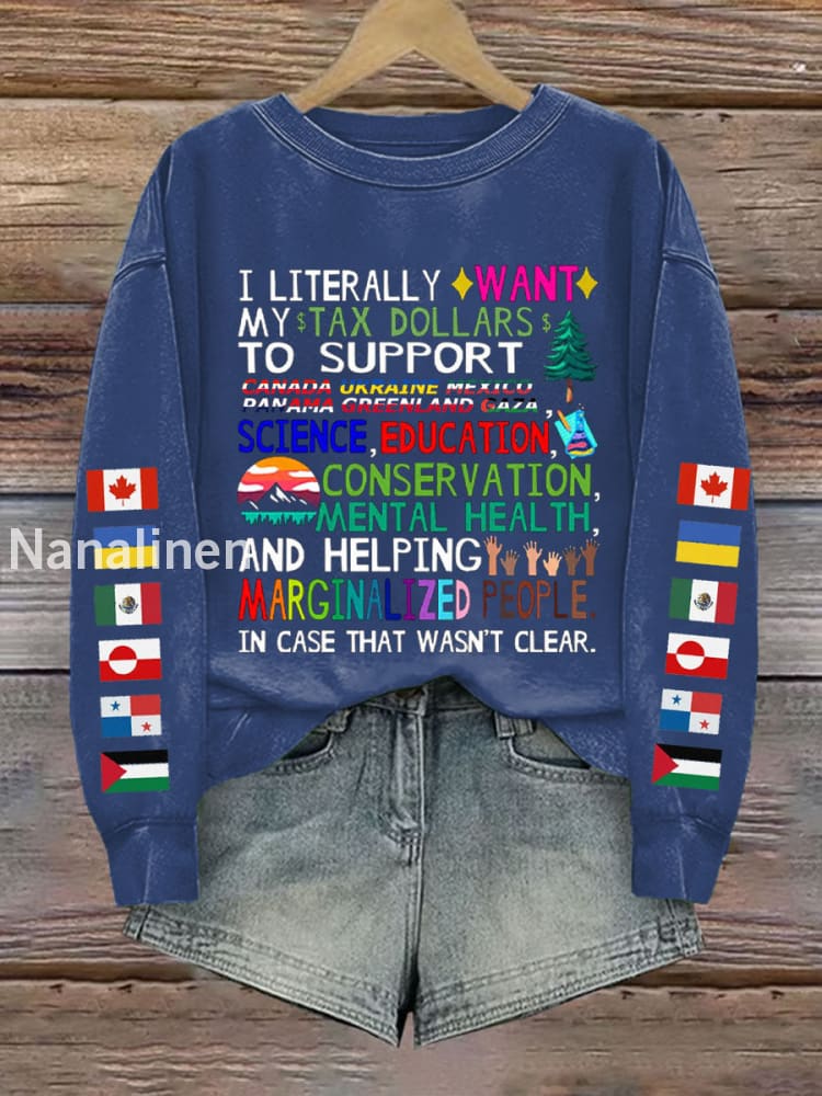 Women’s Canada Tax Dollars For Progress Printed Sweatshirt Navy Blue / S