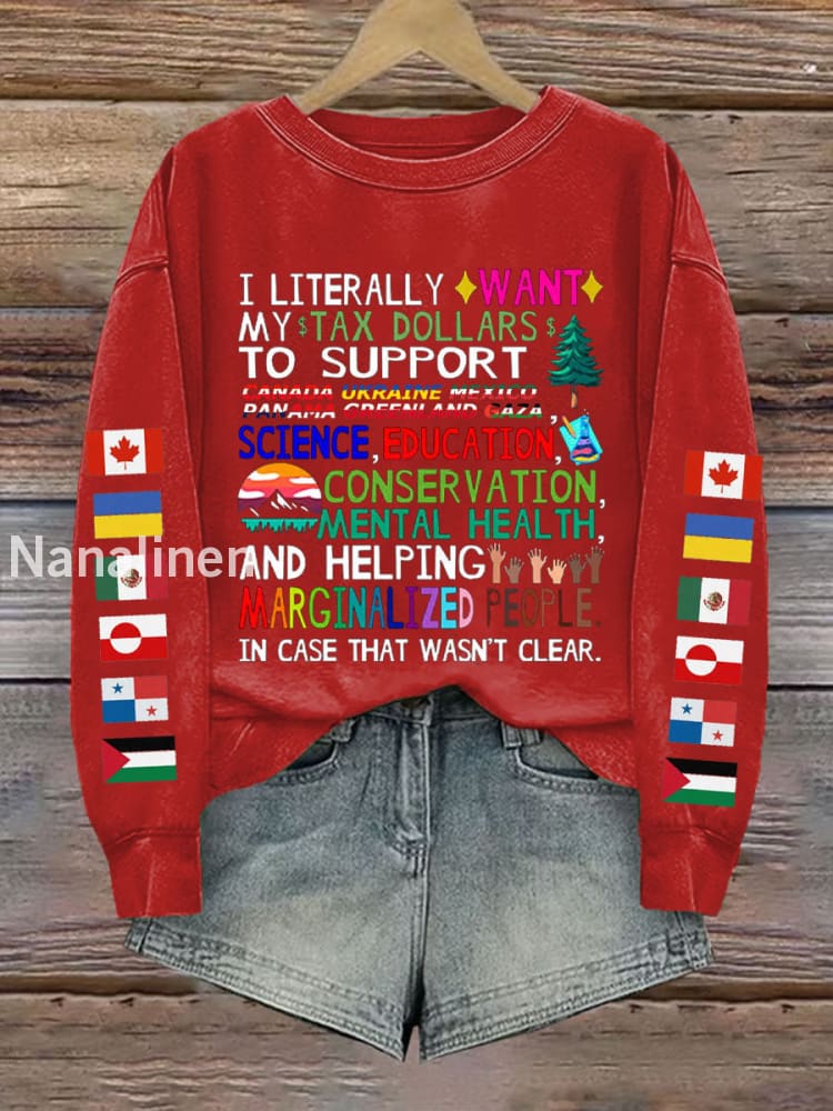 Women’s Canada Tax Dollars For Progress Printed Sweatshirt Red / 2XL
