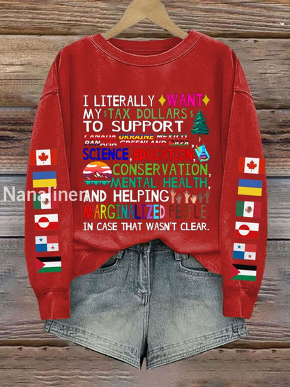 Women’s Canada Tax Dollars For Progress Printed Sweatshirt Red / 2XL