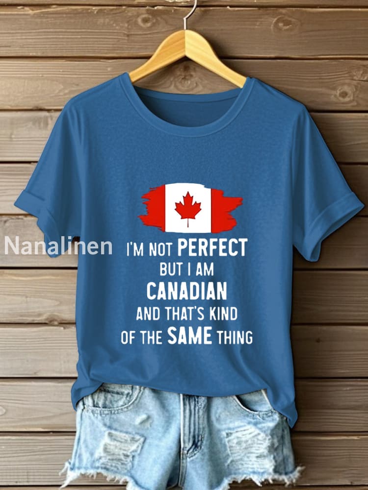 Women’s Canadian Flag Maple Leaf Print Casual Short Sleeve T-shirt Blue / S