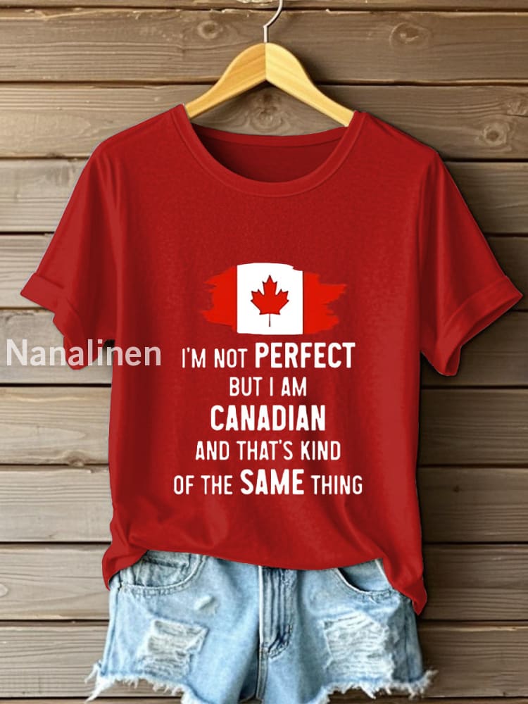Women’s Canadian Flag Maple Leaf Print Casual Short Sleeve T-shirt Red / S