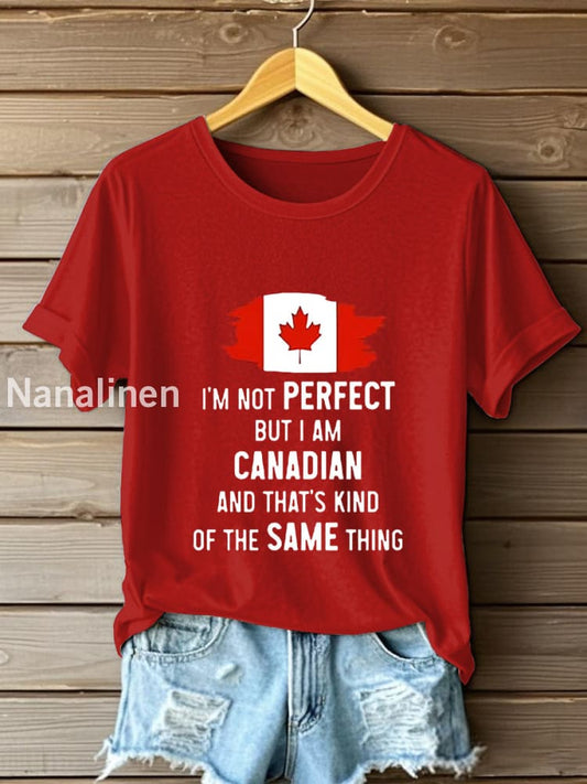 Women’s Canadian Flag Maple Leaf Print Casual Short Sleeve T-shirt Red / S