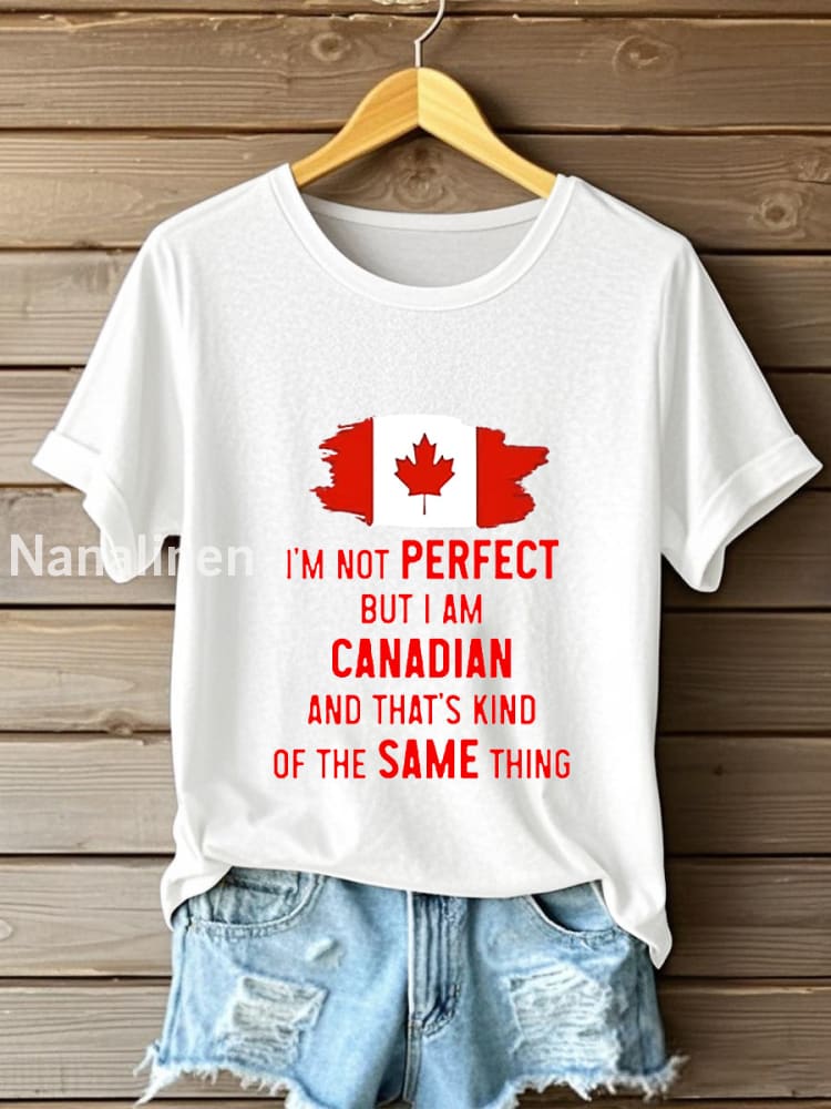 Women’s Canadian Flag Maple Leaf Print Casual Short Sleeve T-shirt White / S