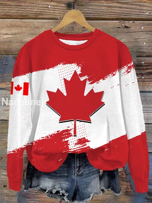 Women’s Canadian Maple Leaf Print Casual Sweatshirt Red / S