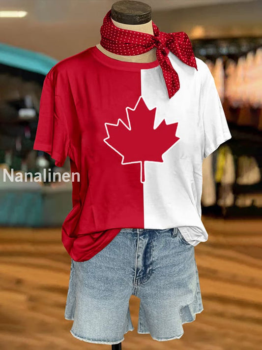 Women’s Canadian Maple Leaf Print Casual Tee Red / S
