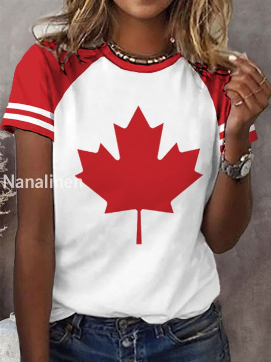 Women’s Canadian Maple Leaf Print Casual Tee White / S