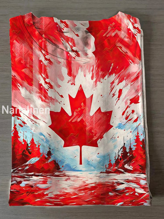 Women’s Canadian Maple Leaf Print Crew Neck T-Shirt As picture / S