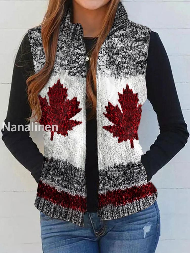 Women’s Canadian Maple Leaf Print Vest As picture / S