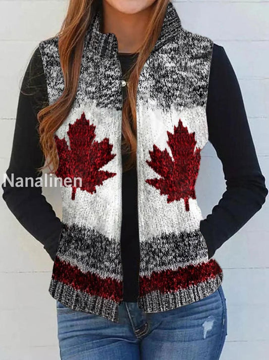 Women’s Canadian Maple Leaf Print Vest As picture / S