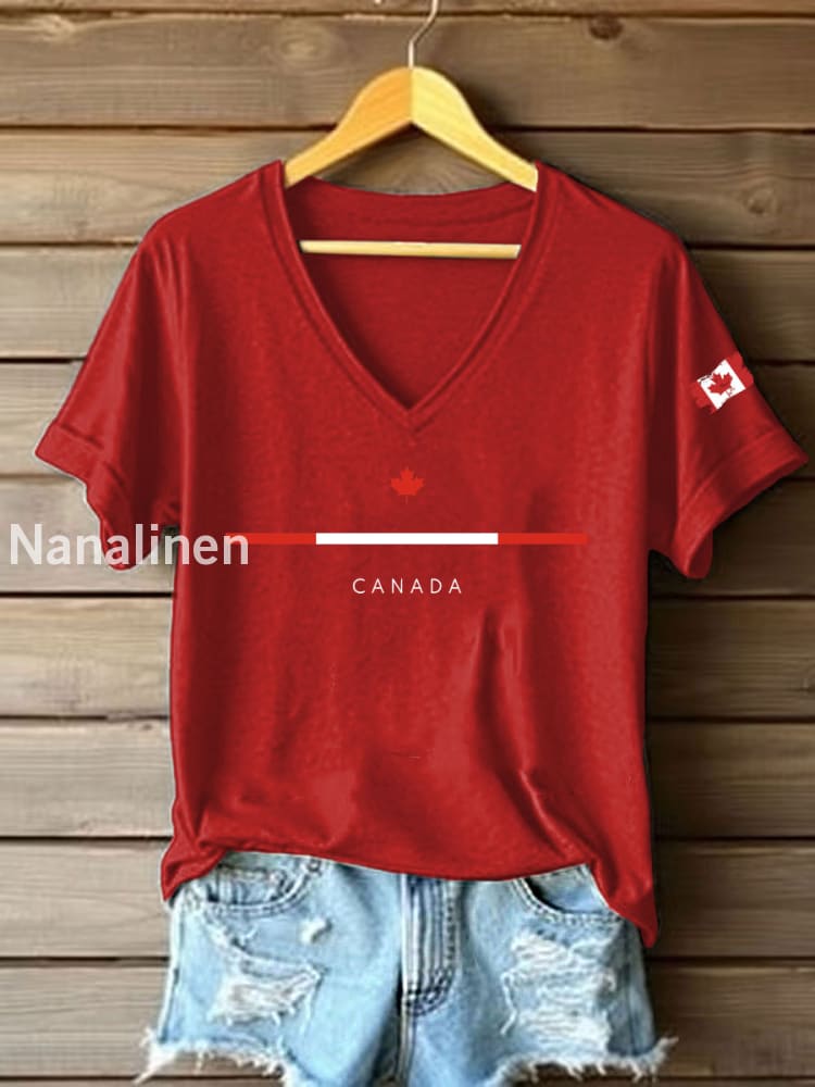 Women’s Canadian Maple Leaf Printed Casual T-Shirt Red / S