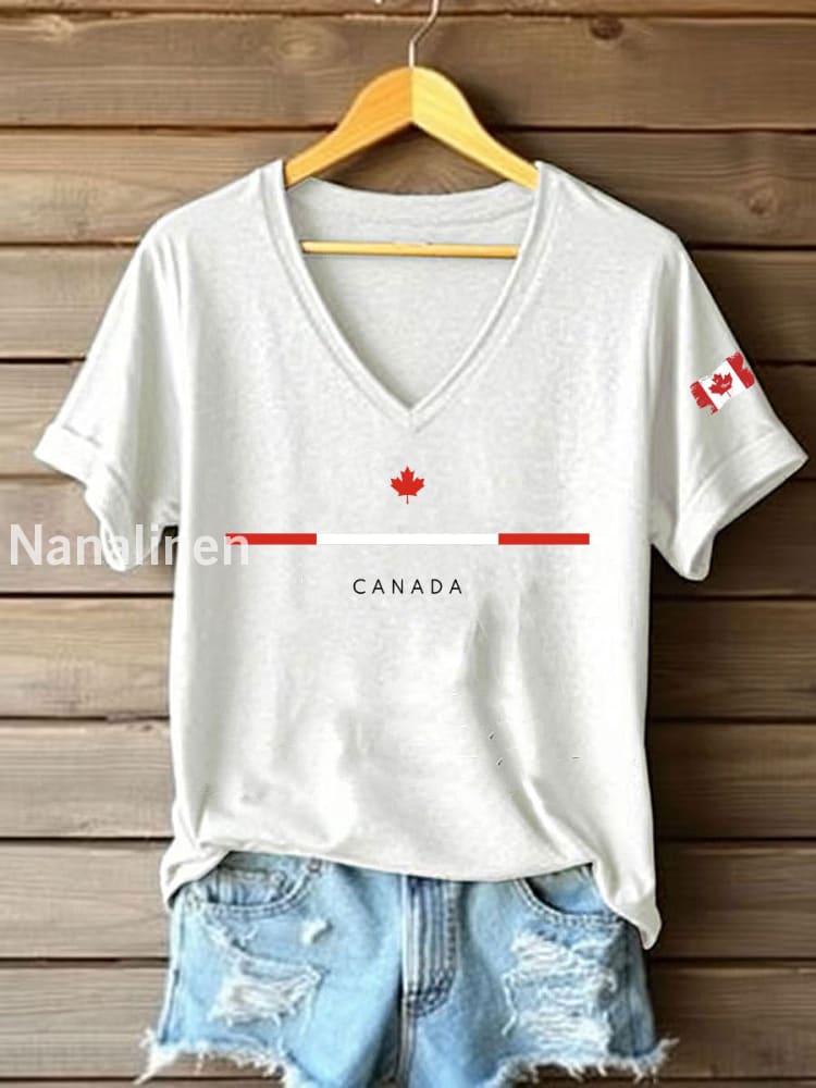 Women’s Canadian Maple Leaf Printed Casual T-Shirt White / S