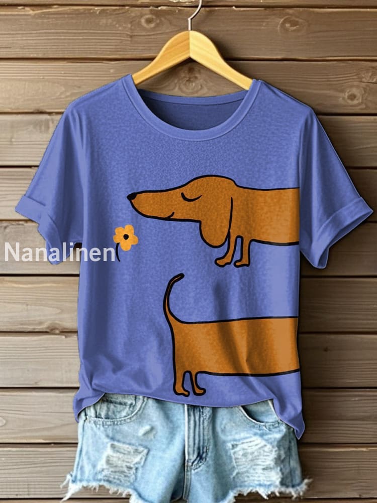 Women’s Dachshund Art Print T-Shirt As picture / S