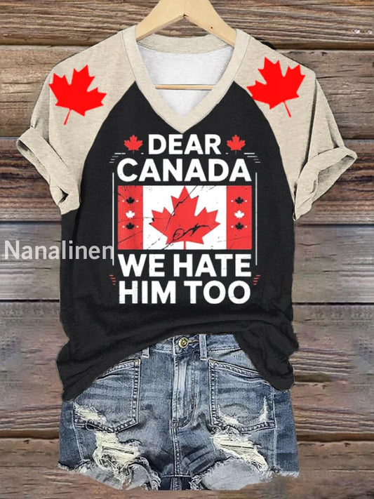 Women’s Dear Canada We Hate Him Too Casual T-shirt Black / S