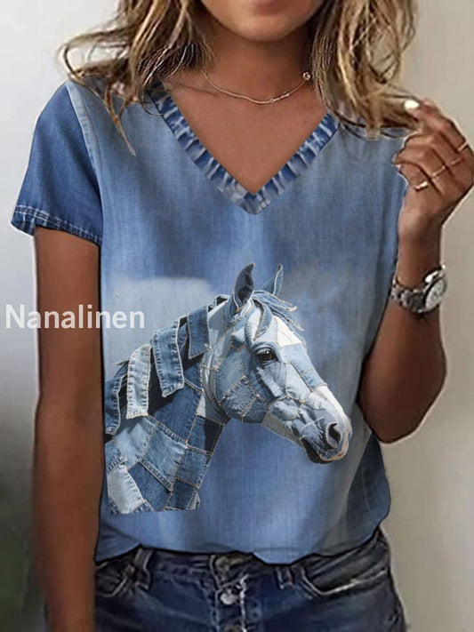 Women’s Denim Horse T-shirt Blue / S