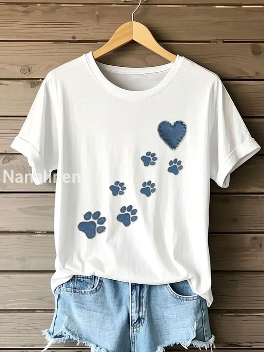 Women’s Denim Puppy T-shirt White / S