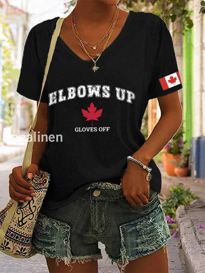 Women’s ELBOWS UP GLOVES OFF Printed T-shirt Black / S