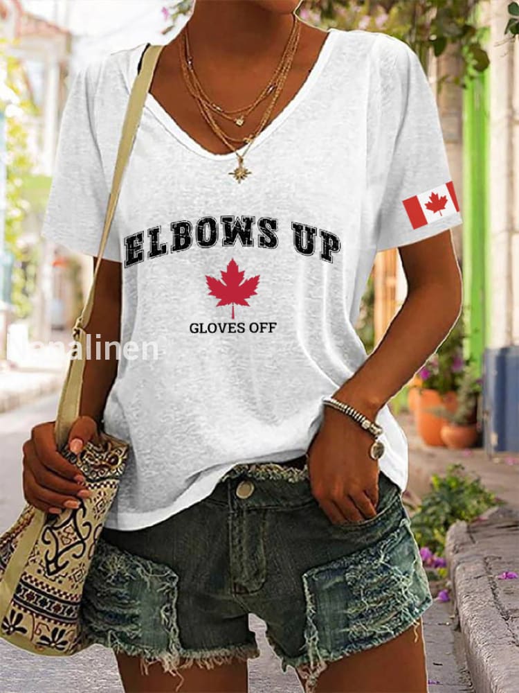Women’s ELBOWS UP GLOVES OFF Printed T-shirt White / S