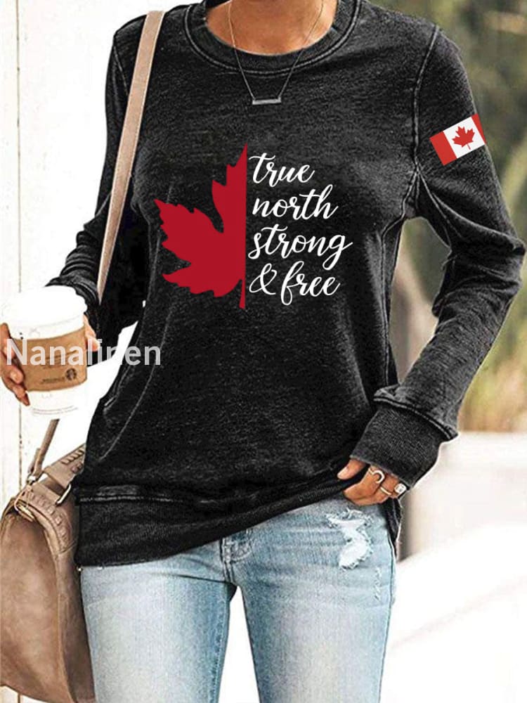 Women’s Free and Strong Canada Printed Sweatshirt Black / S