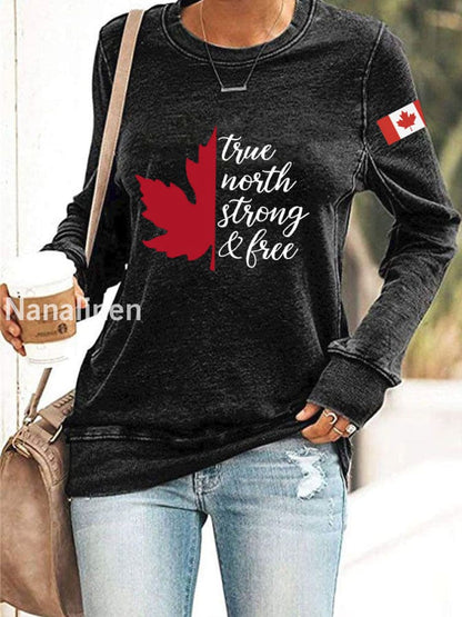 Women’s Free and Strong Canada Printed Sweatshirt Black / S