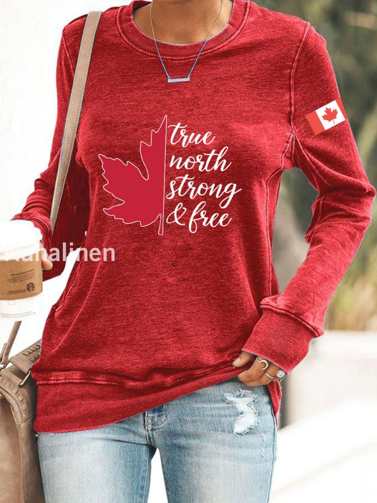 Women’s Free and Strong Canada Printed Sweatshirt Red / S
