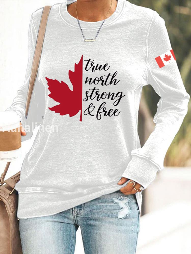 Women’s Free and Strong Canada Printed Sweatshirt White / S