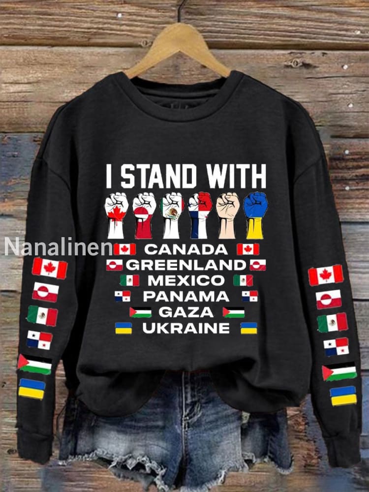 Women’s I Stand With Canada Printed Sweatshirt Black / S