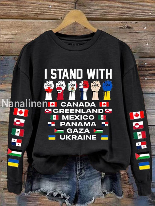 Women’s I Stand With Canada Printed Sweatshirt Black / S