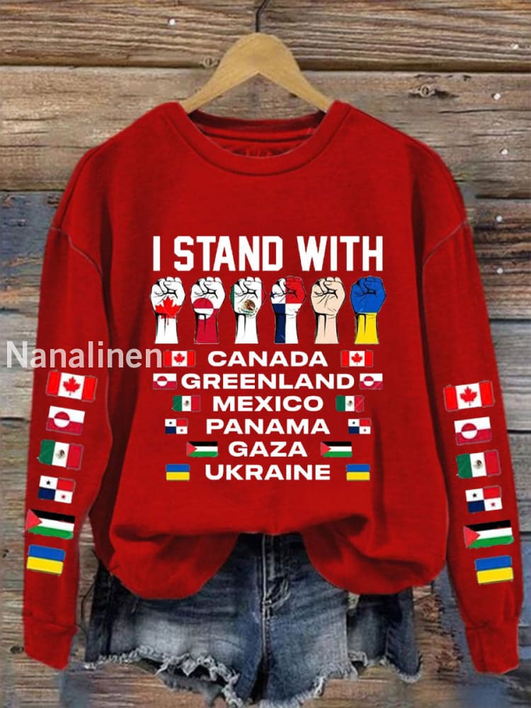 Women’s I Stand With Canada Printed Sweatshirt Red / S
