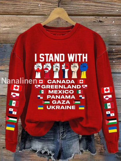 Women’s I Stand With Canada Printed Sweatshirt Red / S