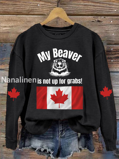 Women’s My Beaver Is Not Up For Grabs Print Sweatshirt Black / S